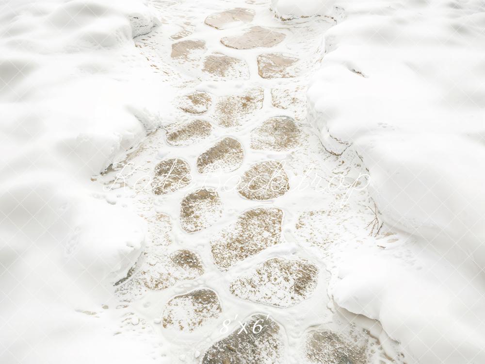 Kate Winter Snow Cobblestone Path Floor Backdrop Designed by Kate Image - Image 4