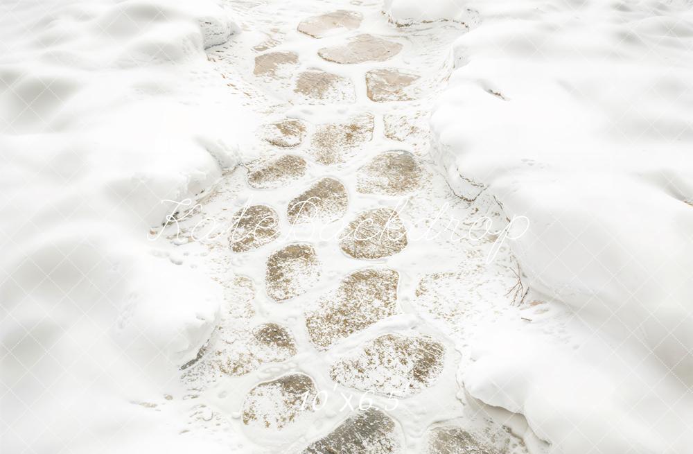 Kate Winter Snow Cobblestone Path Floor Backdrop Designed by Kate Image - Image 5