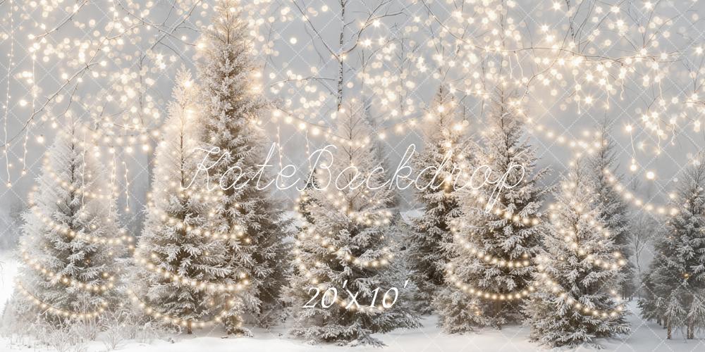 Kate Winter Snow Frosted Trees String Lights Backdrop Designed by Emetselch - Image 8