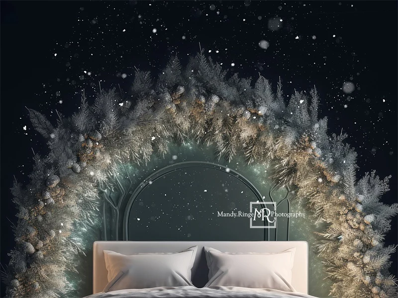 Kate Winter Snow Christmas Headboard Backdrop Designed by Mandy Ringe Photography