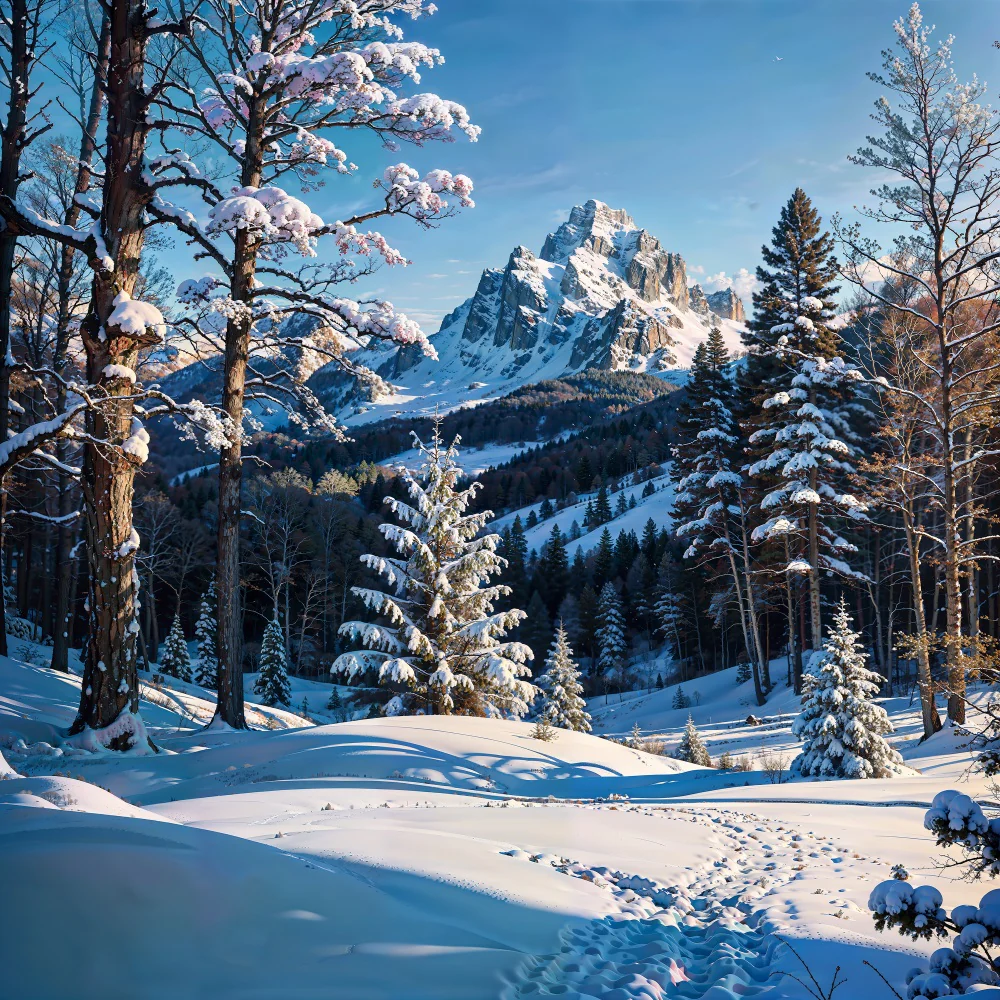 Kate Winter Snow Mountain Backdrop for Photography - Image 2