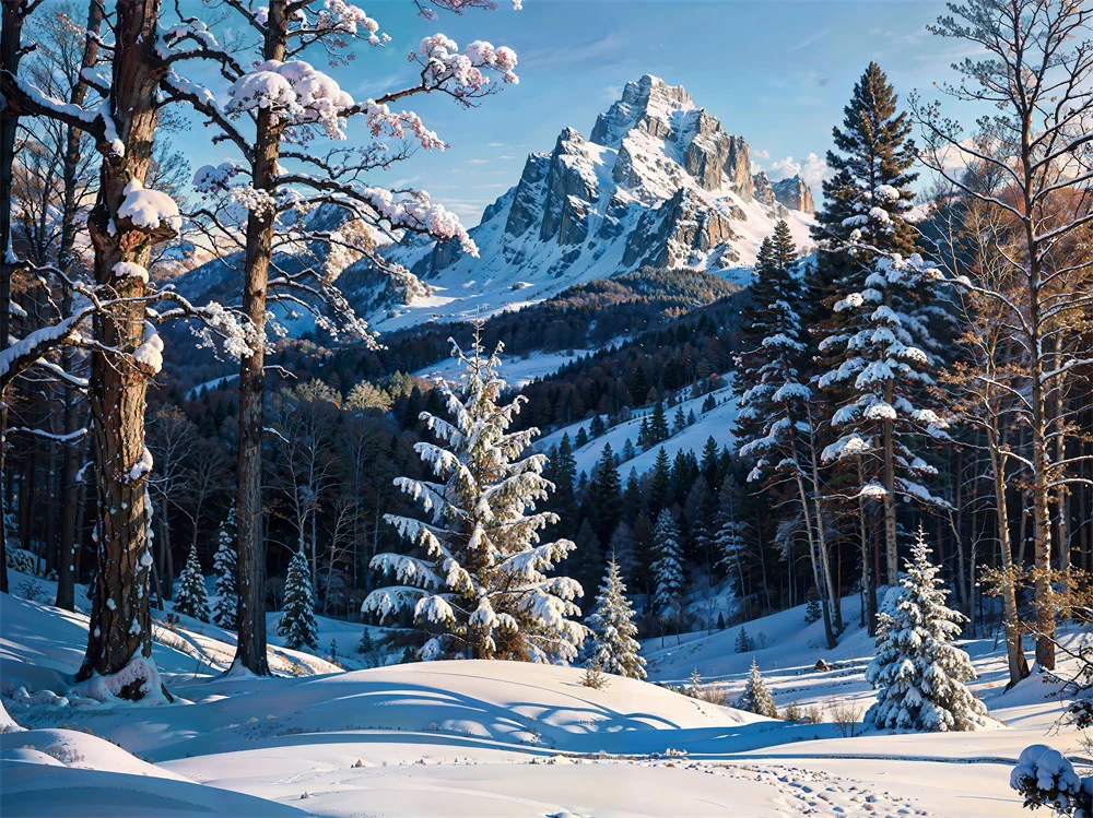 Kate Winter Snow Mountain Backdrop for Photography - Image 3