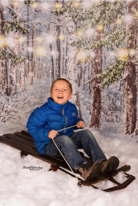 Kate Christmas Winter Snow Tree With Lights Backdrop for Photography Designed by JFCC - Image 4
