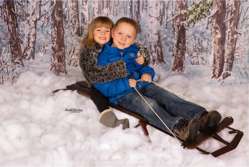 Kate Christmas Winter Snow Tree With Lights Backdrop for Photography Designed by JFCC - Image 6