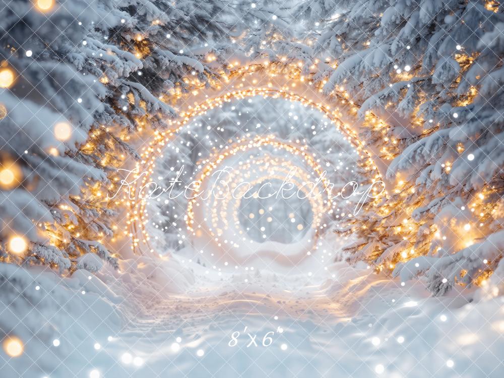 Kate Winter Snow Wonderland Lights Tunnel Backdrop Designed by Emetselch - Image 3