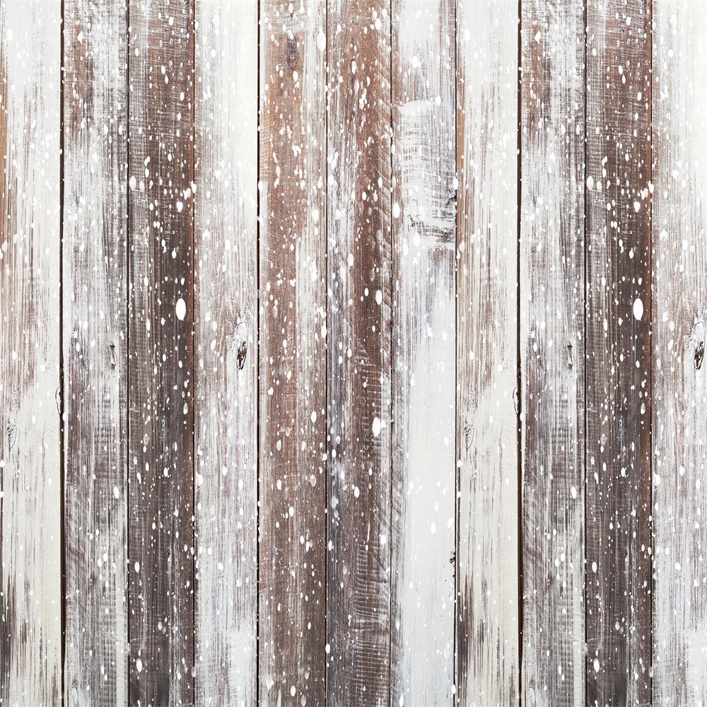 Kate Winter Snow Wood Christmas Backdrops for Newborn - Image 2