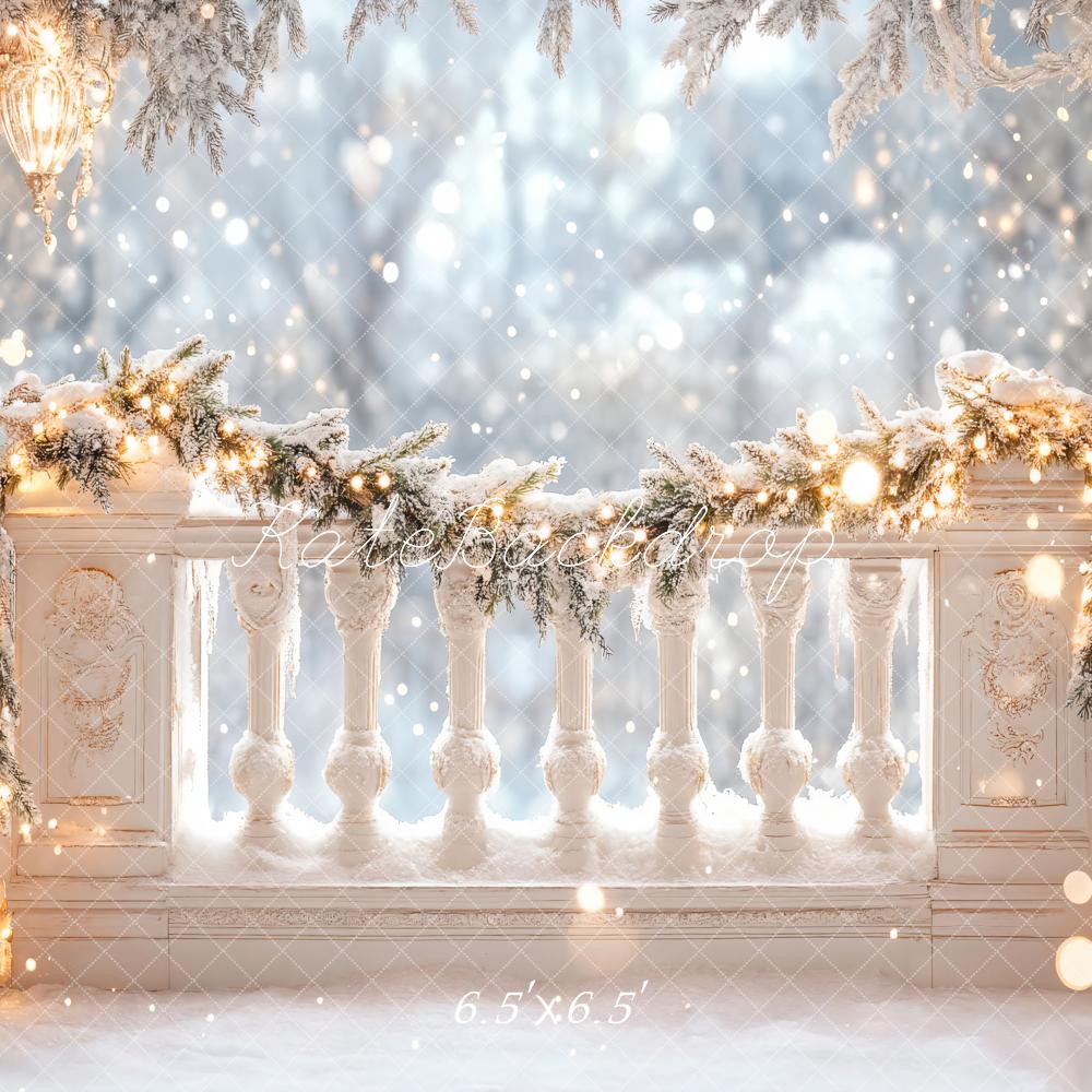 Kate Winter Snowy Balcony White Backdrop Designed by Emetselch - Image 2