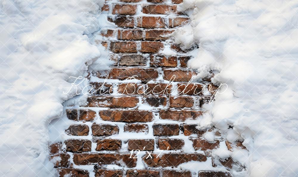 Kate Winter Snowy Brick Road Vinyl Floor Backdrop - Image 3