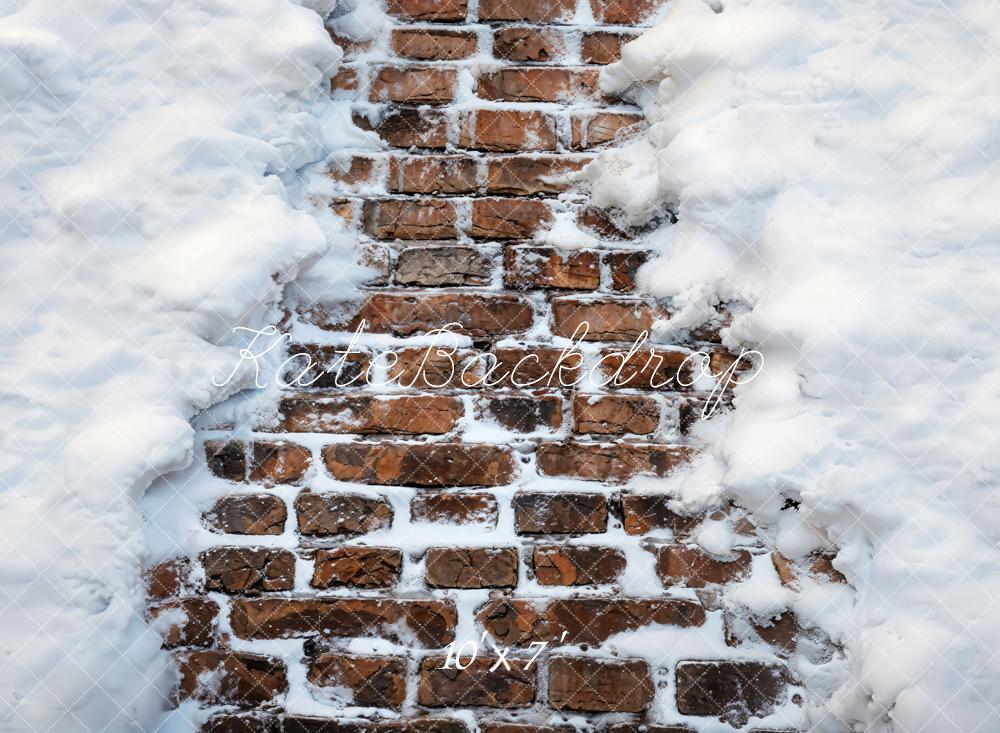 Kate Winter Snowy Brick Road Vinyl Floor Backdrop - Image 4