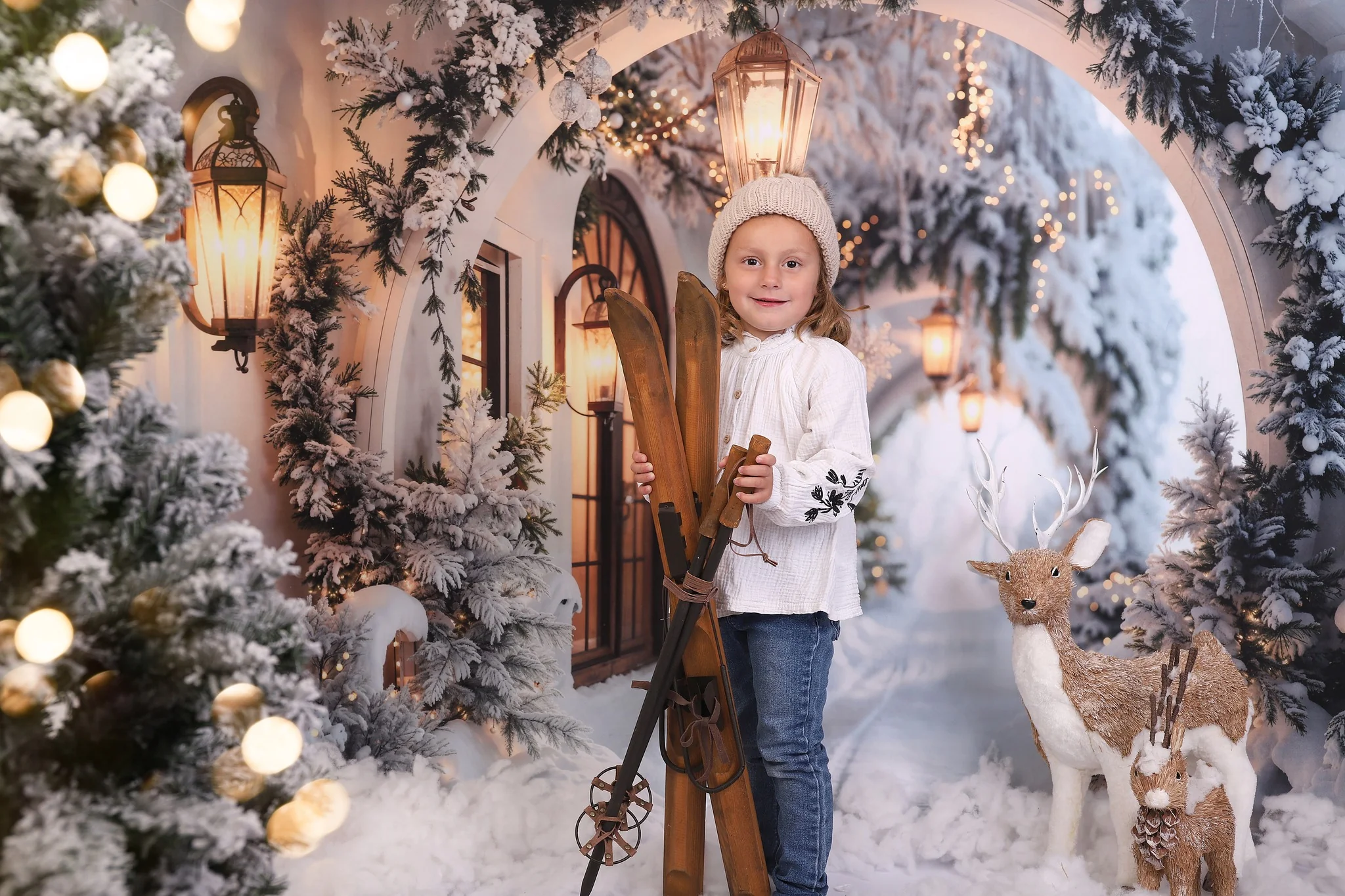 Kate Winter Snowy Christmas Arch Hallway Backdrop Designed by Emetselch - Image 11