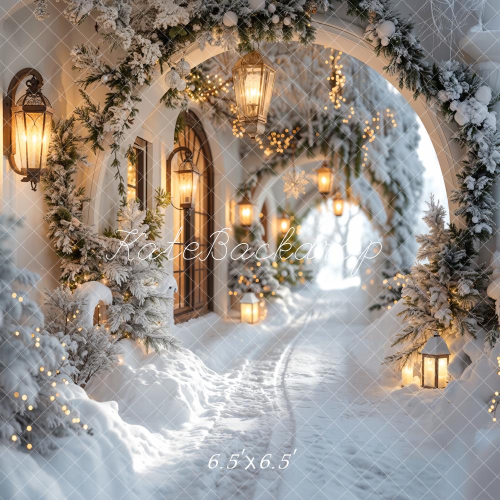 Kate Winter Snowy Christmas Arch Hallway Backdrop Designed by Emetselch - Image 12
