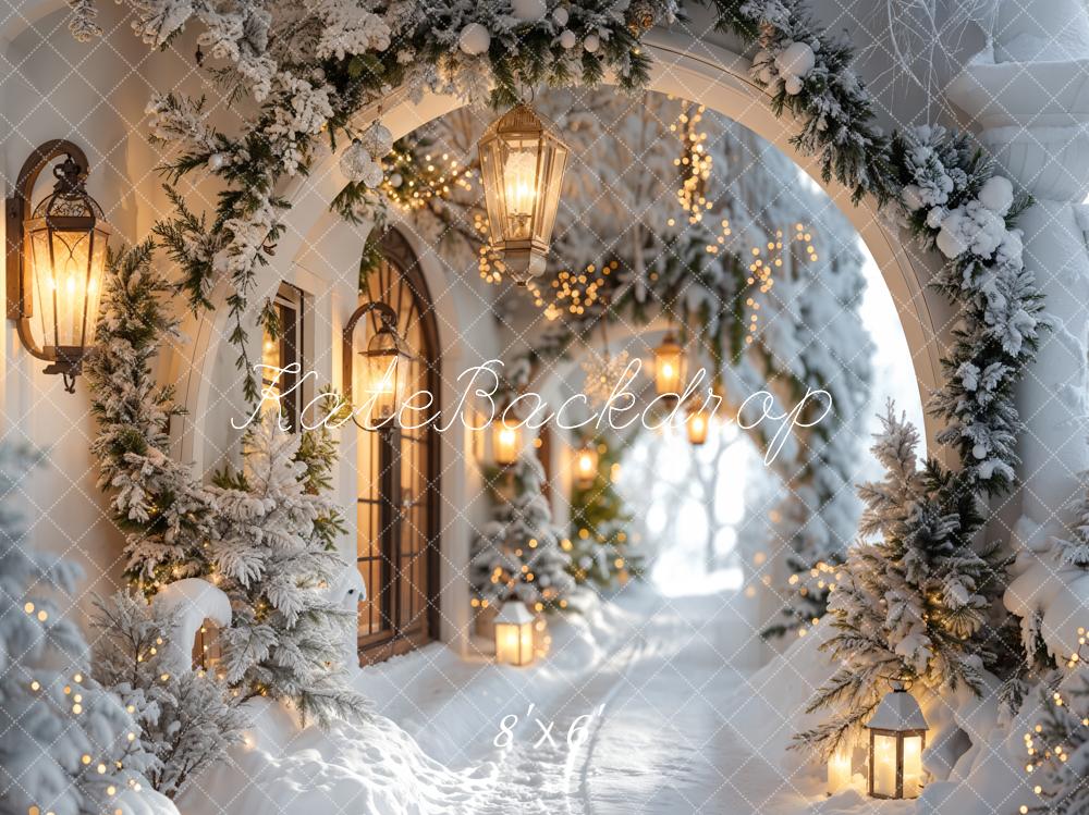 Kate Winter Snowy Christmas Arch Hallway Backdrop Designed by Emetselch - Image 13