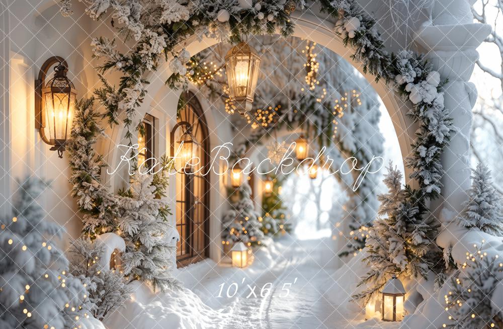 Kate Winter Snowy Christmas Arch Hallway Backdrop Designed by Emetselch - Image 14