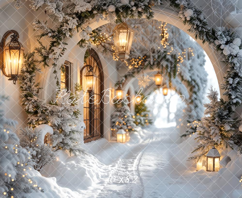 Kate Winter Snowy Christmas Arch Hallway Backdrop Designed by Emetselch - Image 15