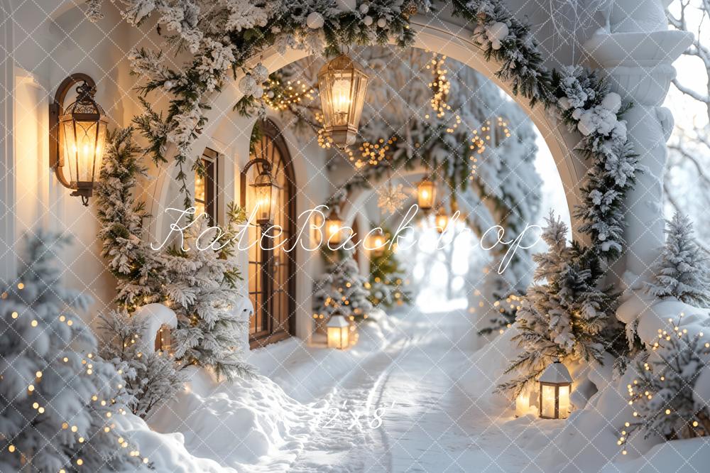 Kate Winter Snowy Christmas Arch Hallway Backdrop Designed by Emetselch - Image 16
