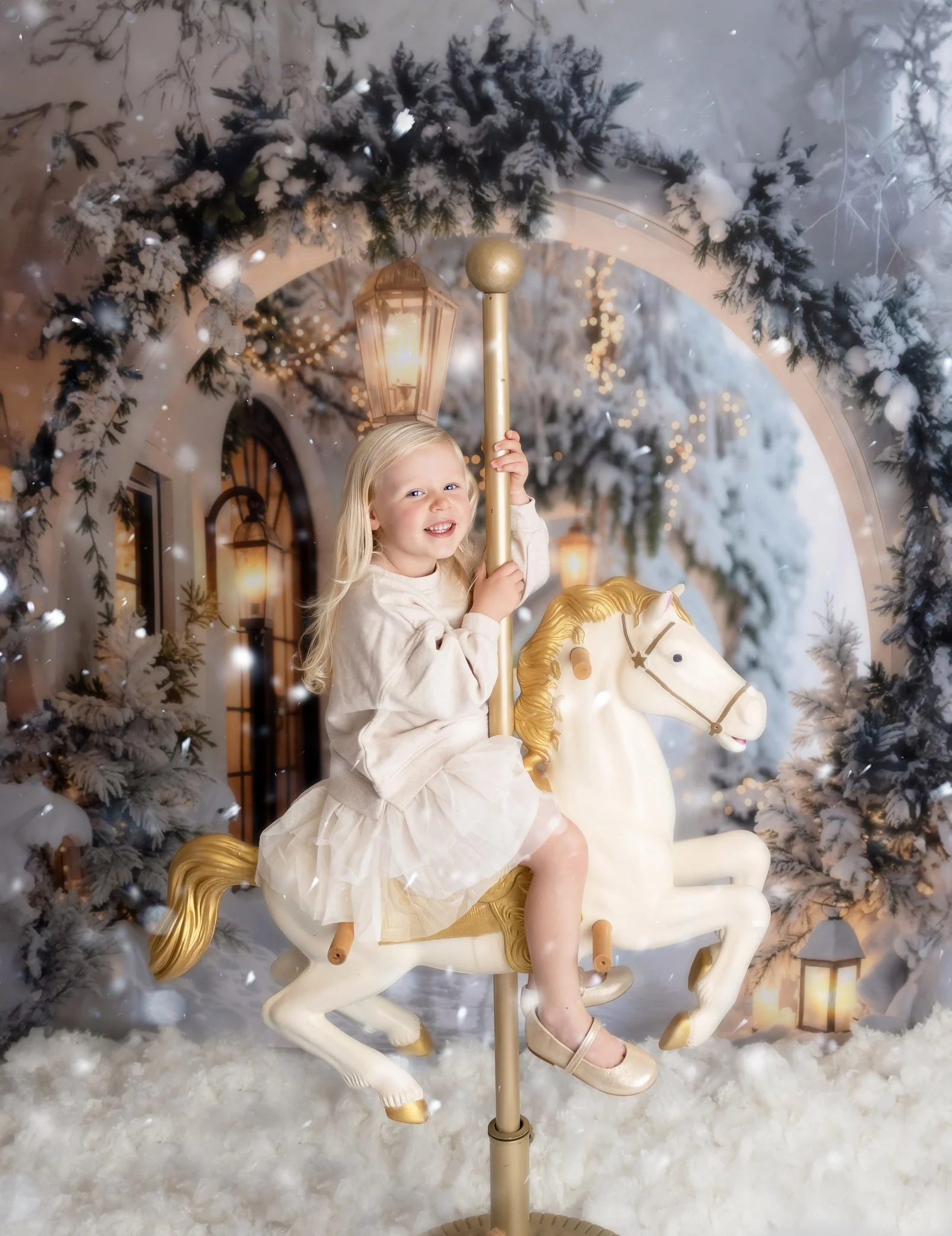 Kate Winter Snowy Christmas Arch Hallway Backdrop Designed by Emetselch - Image 3
