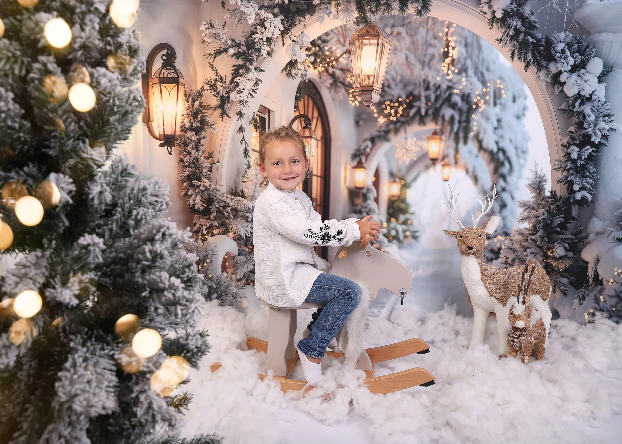 Kate Winter Snowy Christmas Arch Hallway Backdrop Designed by Emetselch - Image 4