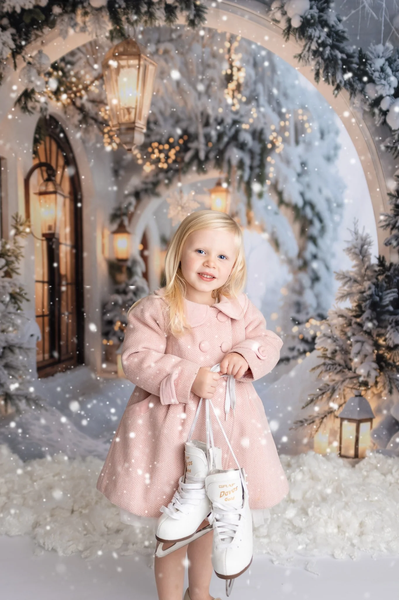 Kate Winter Snowy Christmas Arch Hallway Backdrop Designed by Emetselch - Image 8