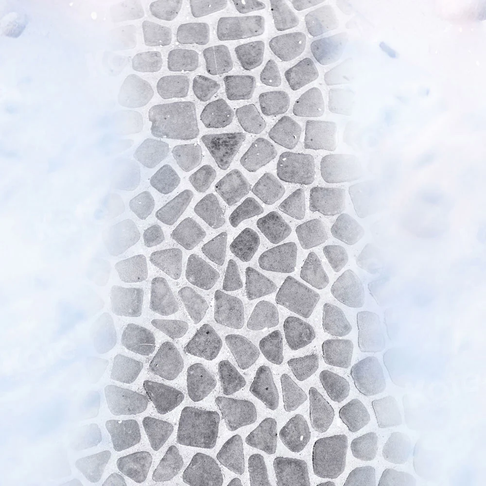 Kate Winter Snowy Cobblestone Path Floor Backdrop for Photography - Image 2