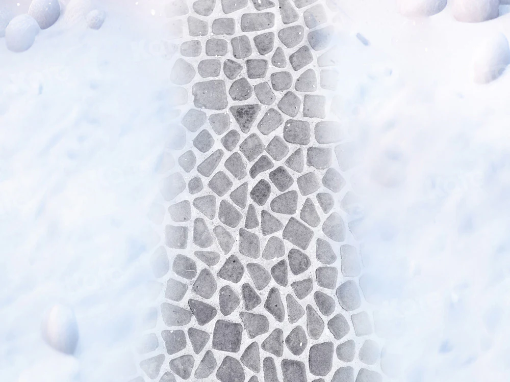 Kate Winter Snowy Cobblestone Path Floor Backdrop for Photography - Image 3