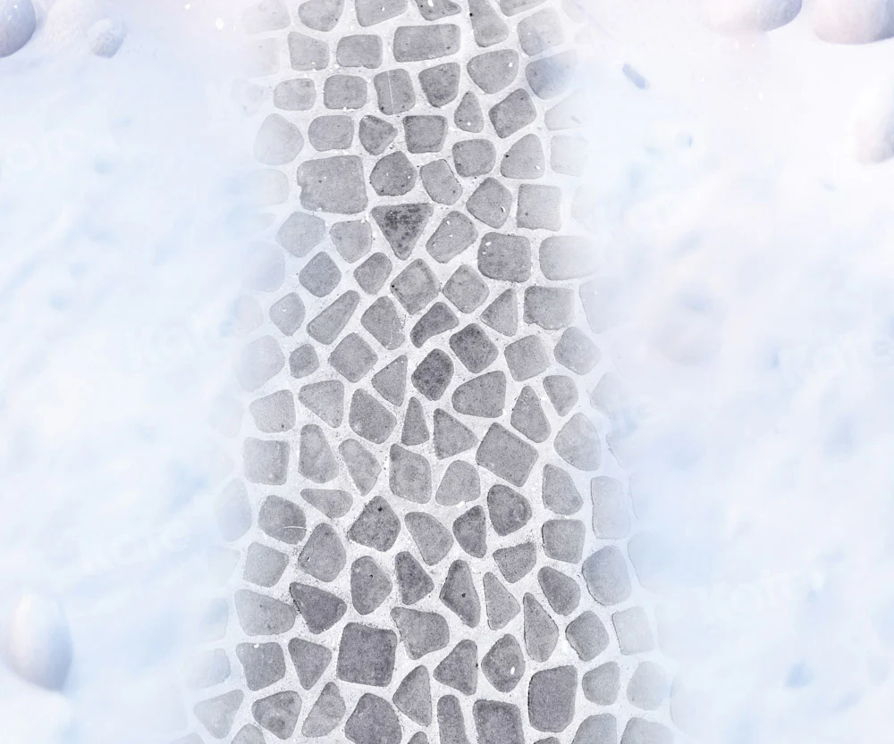 Kate Winter Snowy Cobblestone Path Floor Backdrop for Photography - Image 4