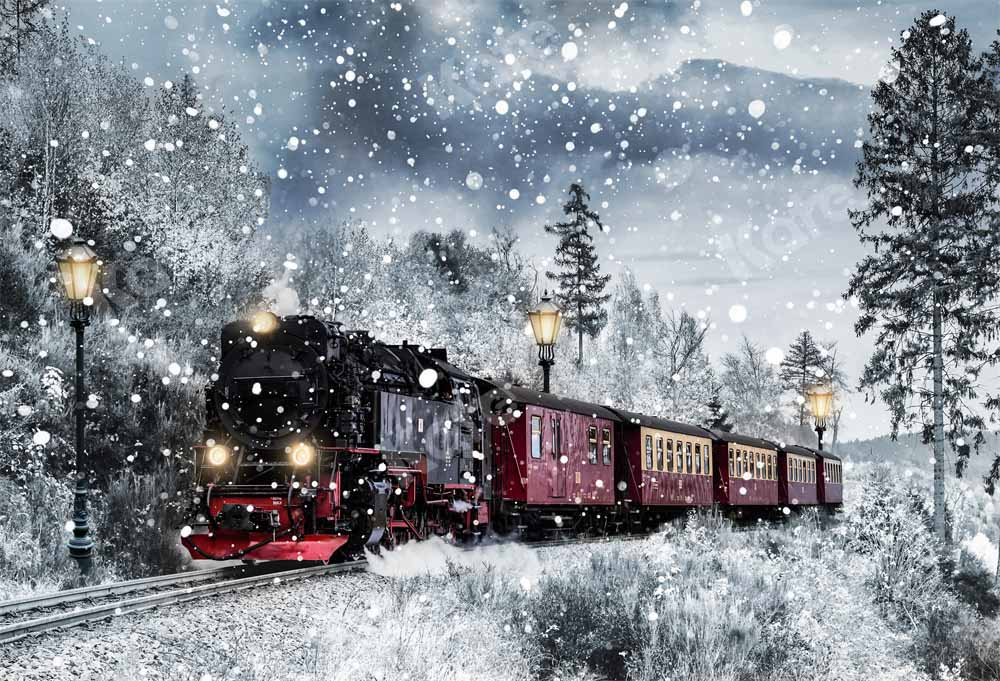 Kate Winter Snowy Train Backdrop Designed by Chain Photography - Image 2