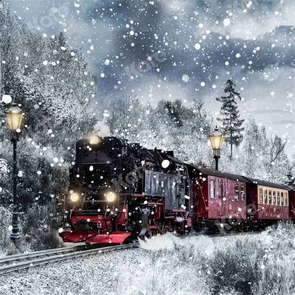 Kate Winter Snowy Train Backdrop Designed by Chain Photography - Image 4
