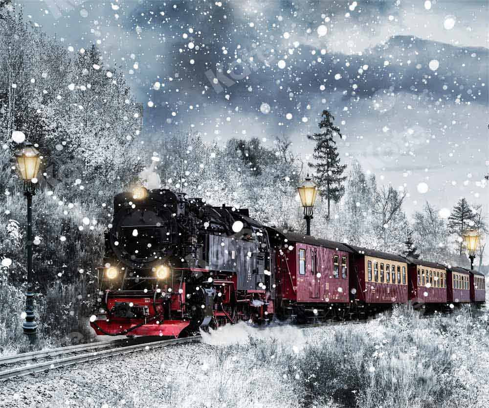 Kate Winter Snowy Train Backdrop Designed by Chain Photography - Image 5