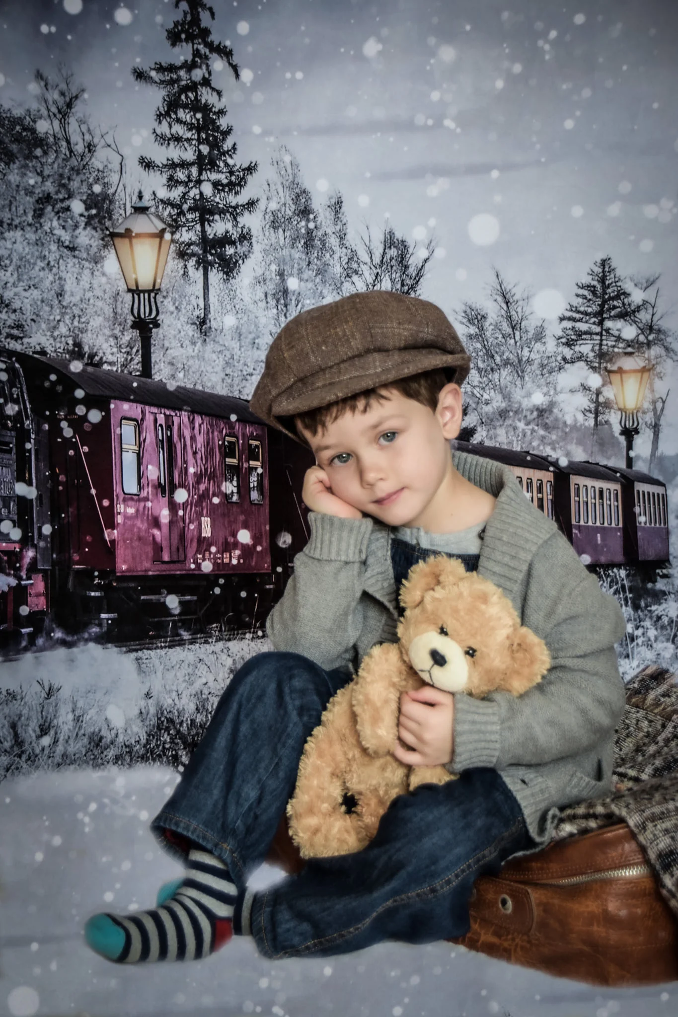 Kate Winter Snowy Train Backdrop Designed by Chain Photography - Image 6