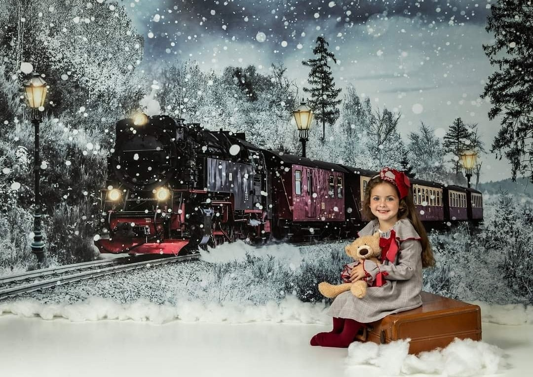 Kate Winter Snowy Train Backdrop Designed by Chain Photography - Image 7