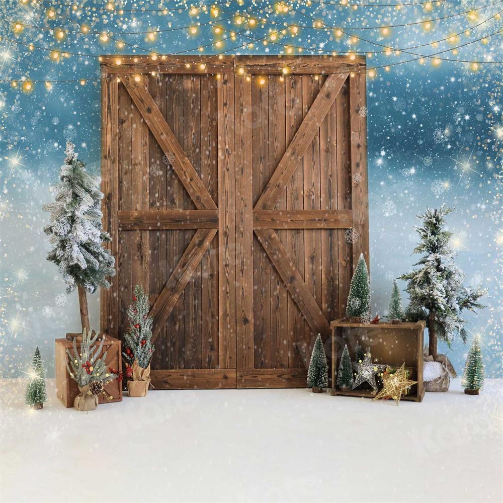 Kate Winter Snowy Trees Barn Door Backdrop for Photography - Image 2
