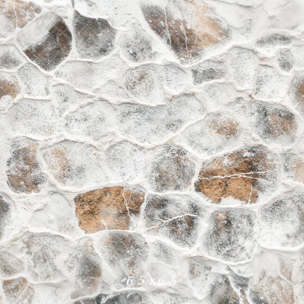 Kate Winter Vintage Cobblestone Snow Floor Backdrop Designed by Emetselch - Image 2