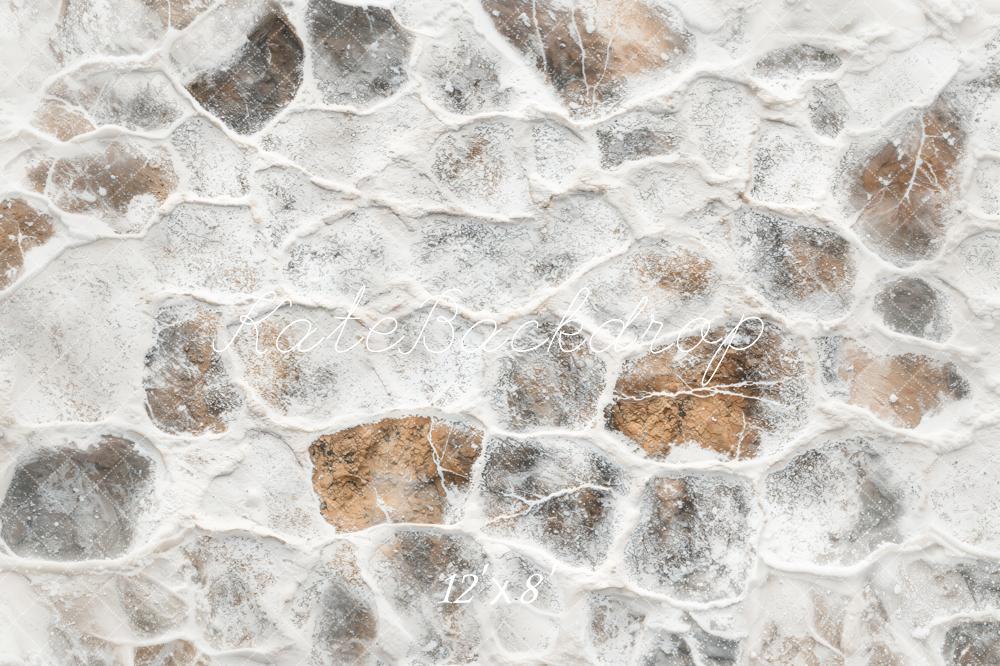 Kate Winter Vintage Cobblestone Snow Floor Fleece Backdrop Designed by Emetselch - Image 2