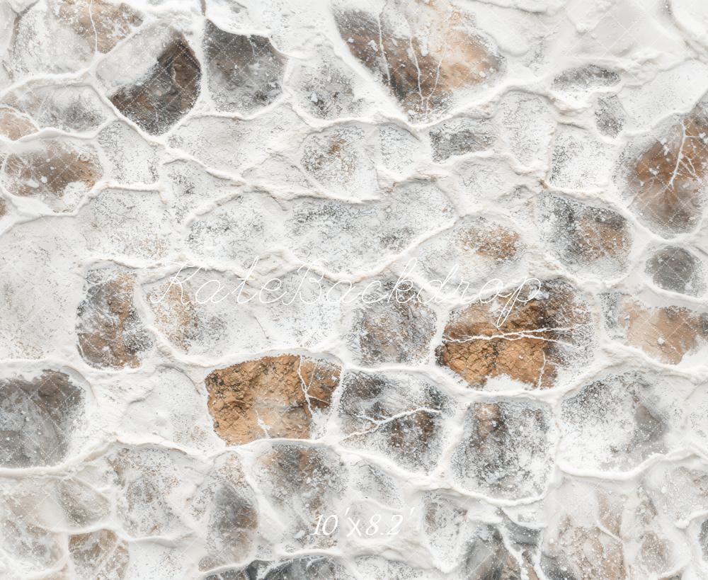 Kate Winter Vintage Cobblestone Snow Floor Backdrop Designed by Emetselch - Image 3