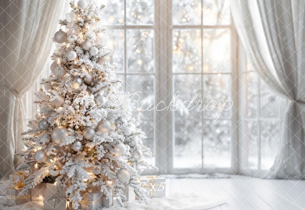 Kate Winter White Christmas Tree Window Backdrop Designed by Emetselch - Image 2