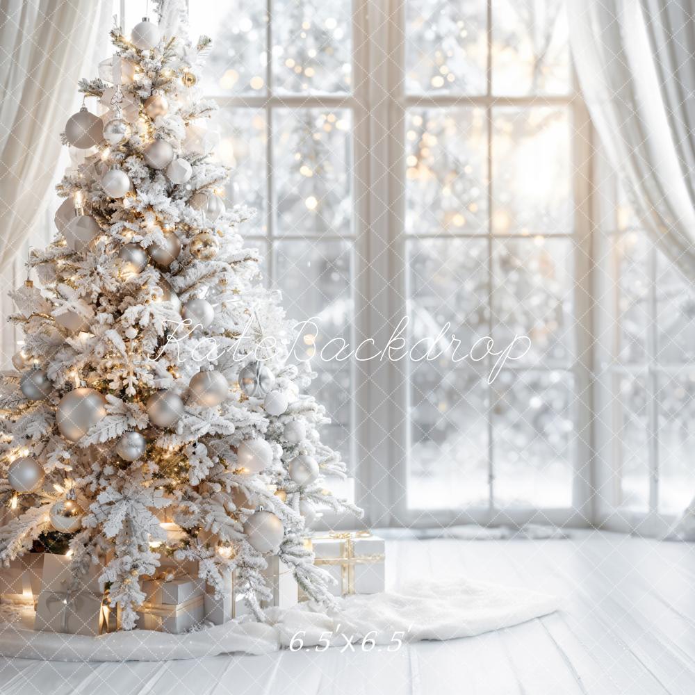 Kate Winter White Christmas Tree Window Backdrop Designed by Emetselch - Image 3