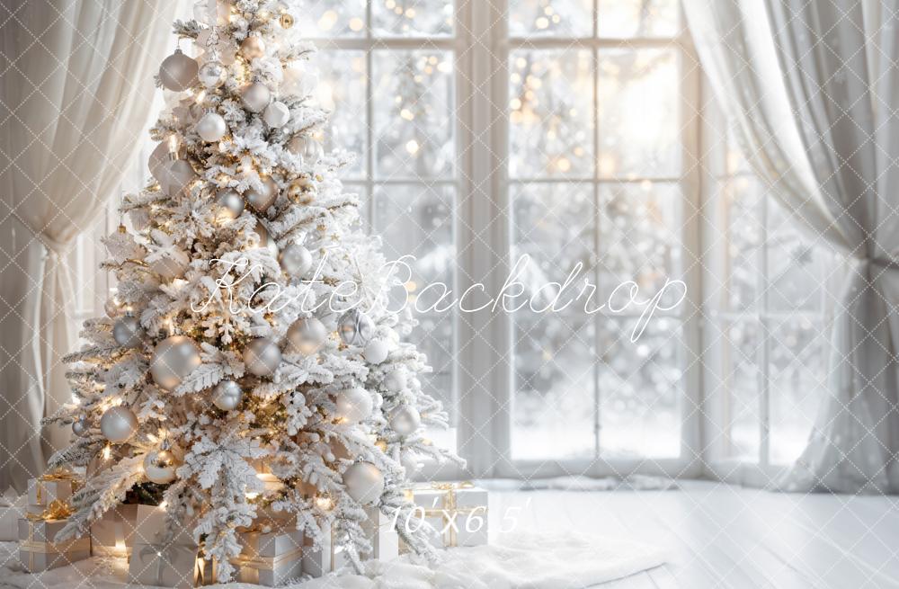 Kate Winter White Christmas Tree Window Backdrop Designed by Emetselch - Image 5
