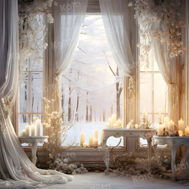 Kate Winter White Elegant Candle Backdrop for Photography - Image 2