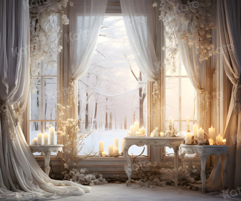 Kate Winter White Elegant Candle Backdrop for Photography - Image 3