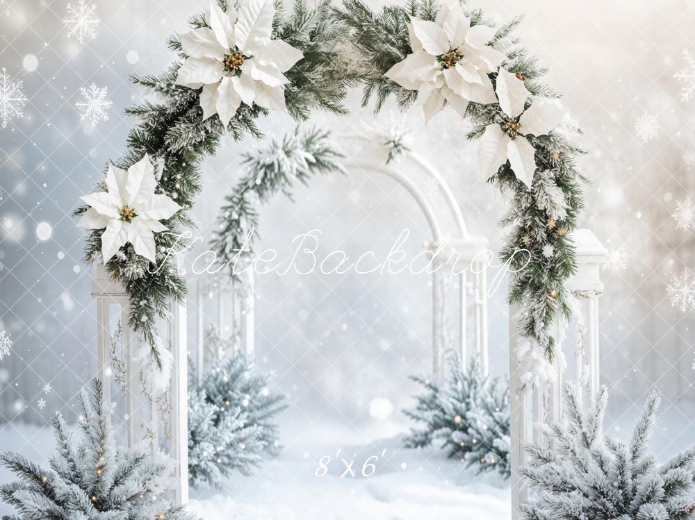 Kate Winter White Floral Arch Backdrop Designed by Emetselch - Image 3