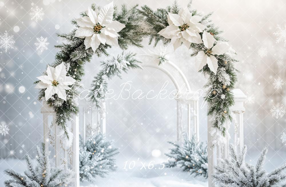 Kate Winter White Floral Arch Backdrop Designed by Emetselch - Image 4
