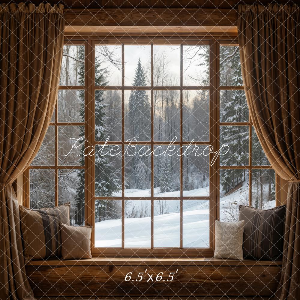 Kate Winter Window Snow Scene Backdrop Designed by Emetselch - Image 2