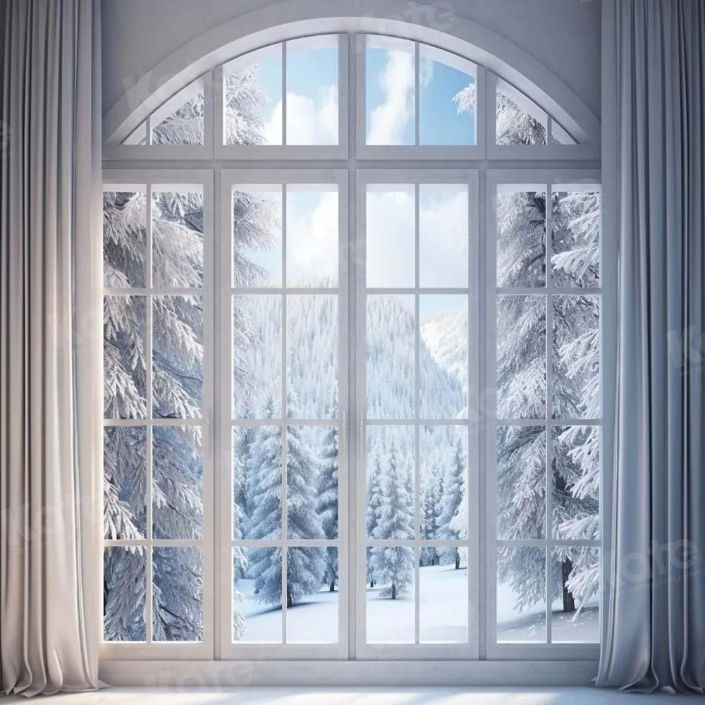 Kate Winter Window Snowy Trees Backdrop Designed by Chain Photography - Image 3
