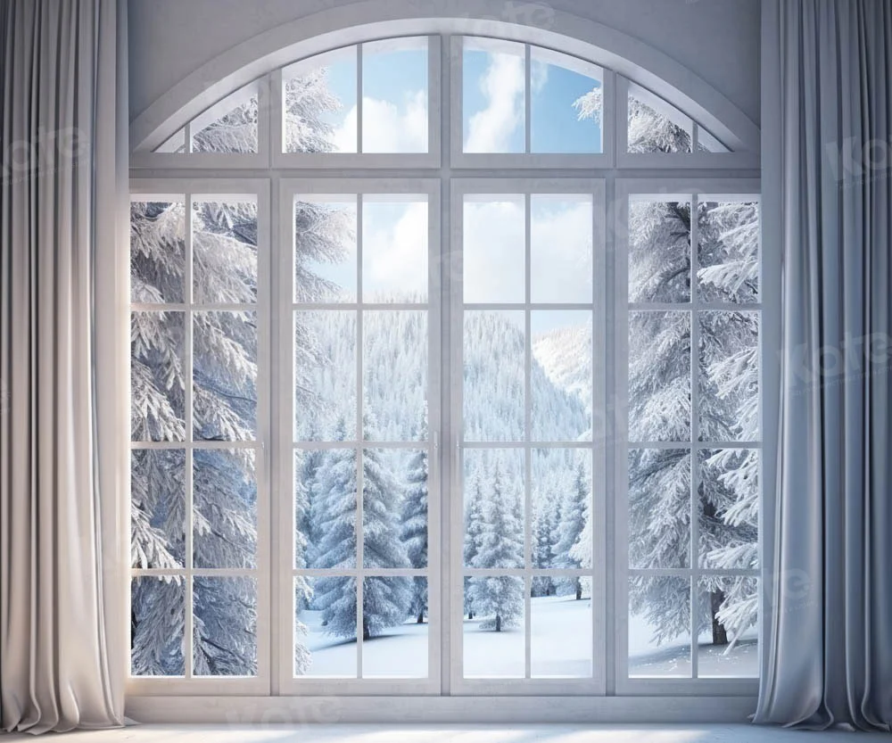 Kate Winter Window Snowy Trees Backdrop Designed by Chain Photography - Image 4