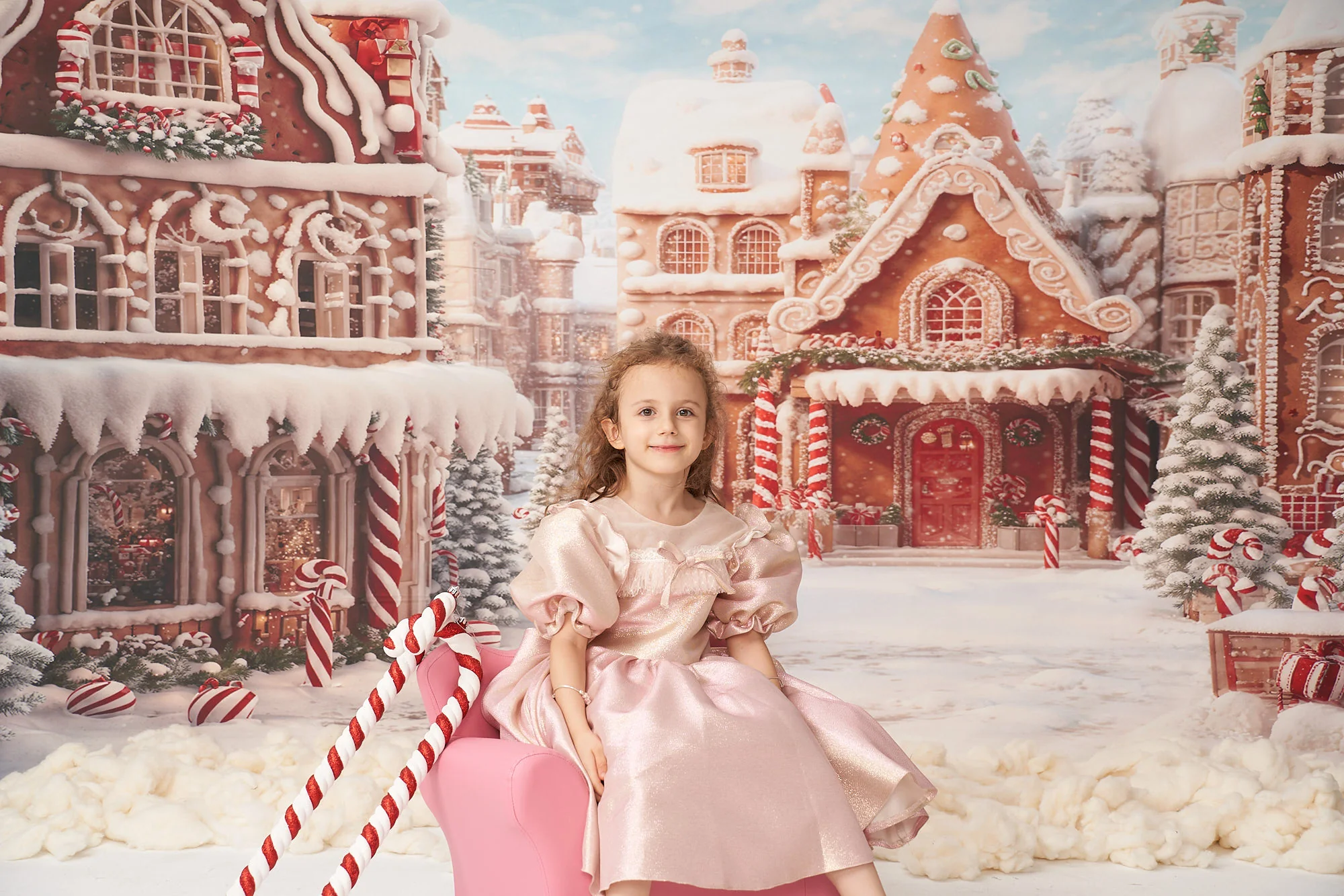 Kate Winter Christmas Gingerbread Candy Town Backdrop Designed by Chain Photography - Image 3