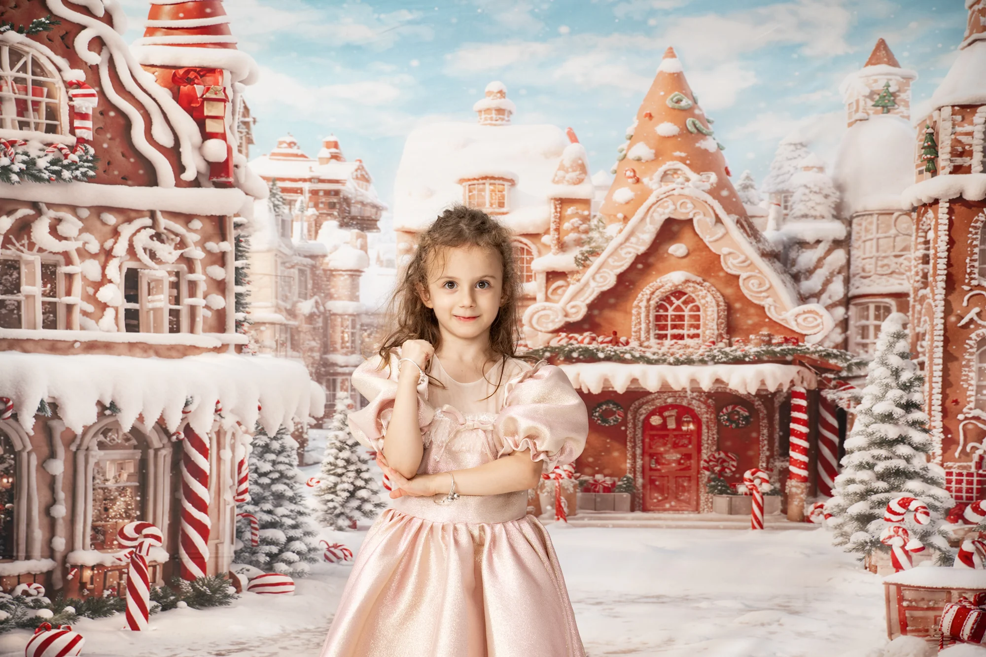 Kate Winter Christmas Gingerbread Candy Town Backdrop Designed by Chain Photography - Image 4