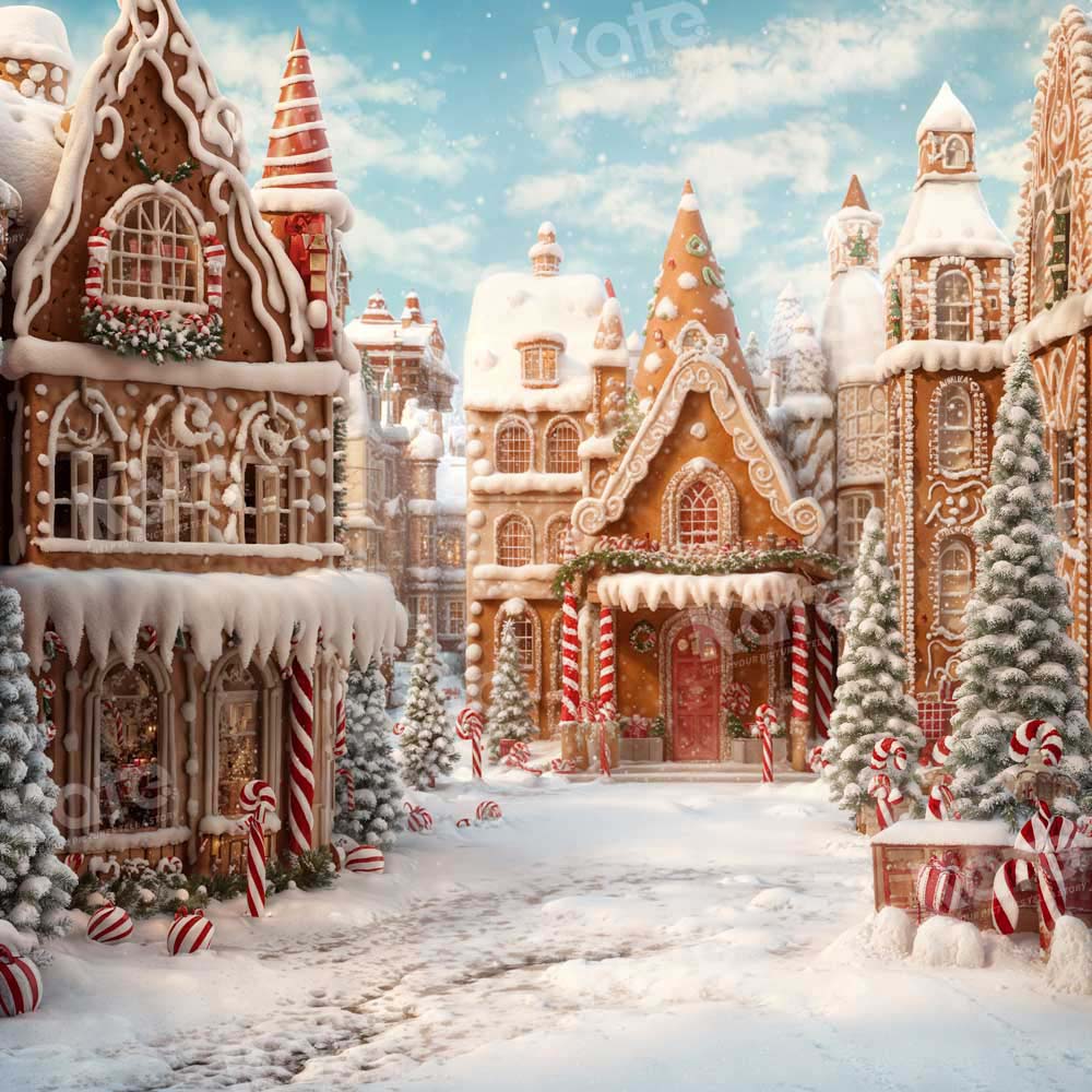 Kate Winter Christmas Gingerbread Candy Town Backdrop Designed by Chain Photography - Image 6