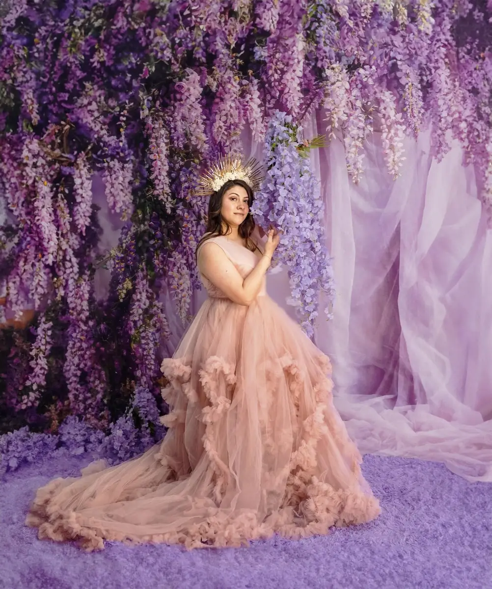 Kate Wisteria Purple Curtain Backdrop Designed by Emetselch - Image 4