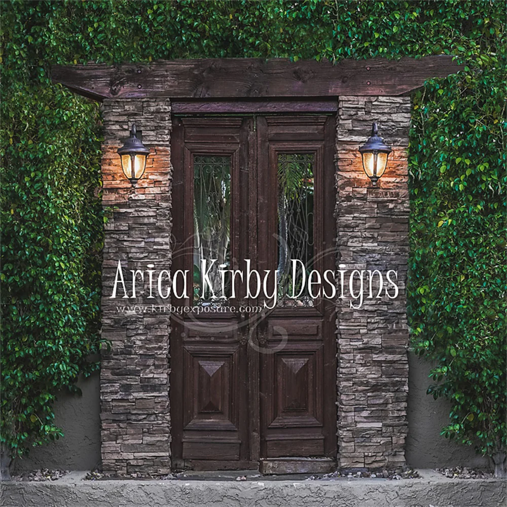 Kate Wood Door Brick Green Plants Backdrop designed by Arica Kirby - Image 2