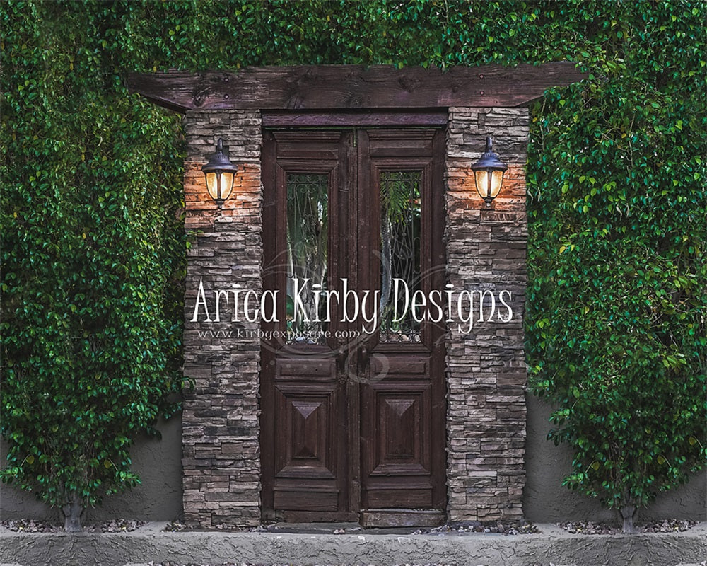 Kate Wood Door Brick Green Plants Backdrop designed by Arica Kirby - Image 3